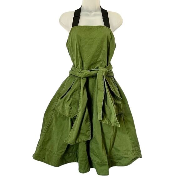Marc Marc Jacobs army green denim tie fit & flare utility dress size 2 - Picture 1 of 14
